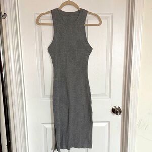Women’s size M Gray Sleeveless soft Ribbed bodycon Dress with slits NWOT